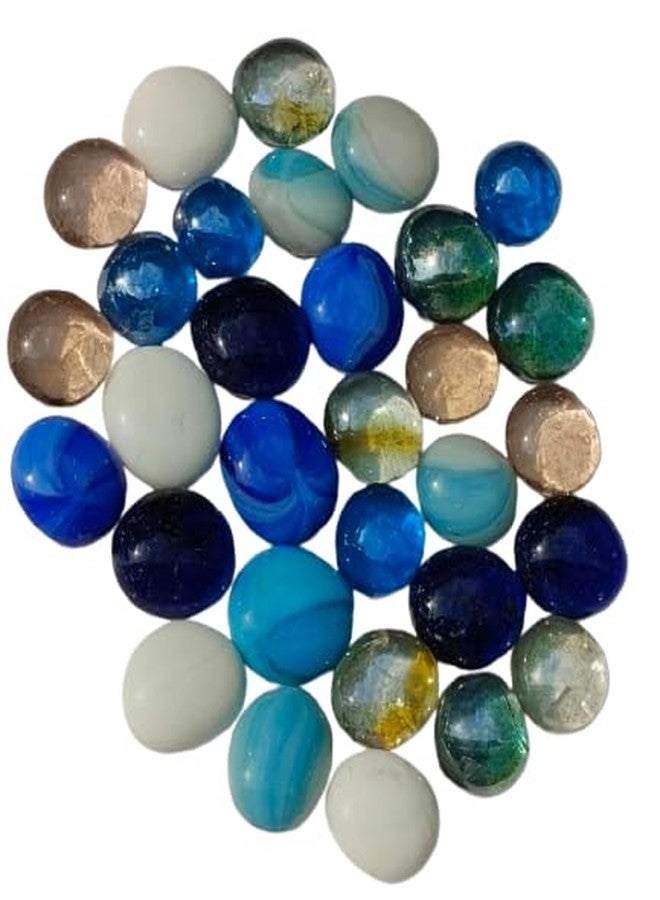 Parakh Decorative Glass Pebbles, Multicolour Flat Round Marble for Aquarium, 100gm - Image 1